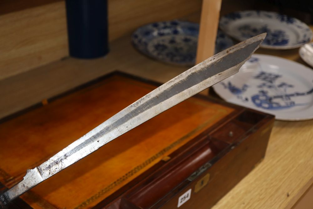 A quantity of mixed collectables including a planished pewter box, a draughtsman set, a large padlock and key, daggers etc